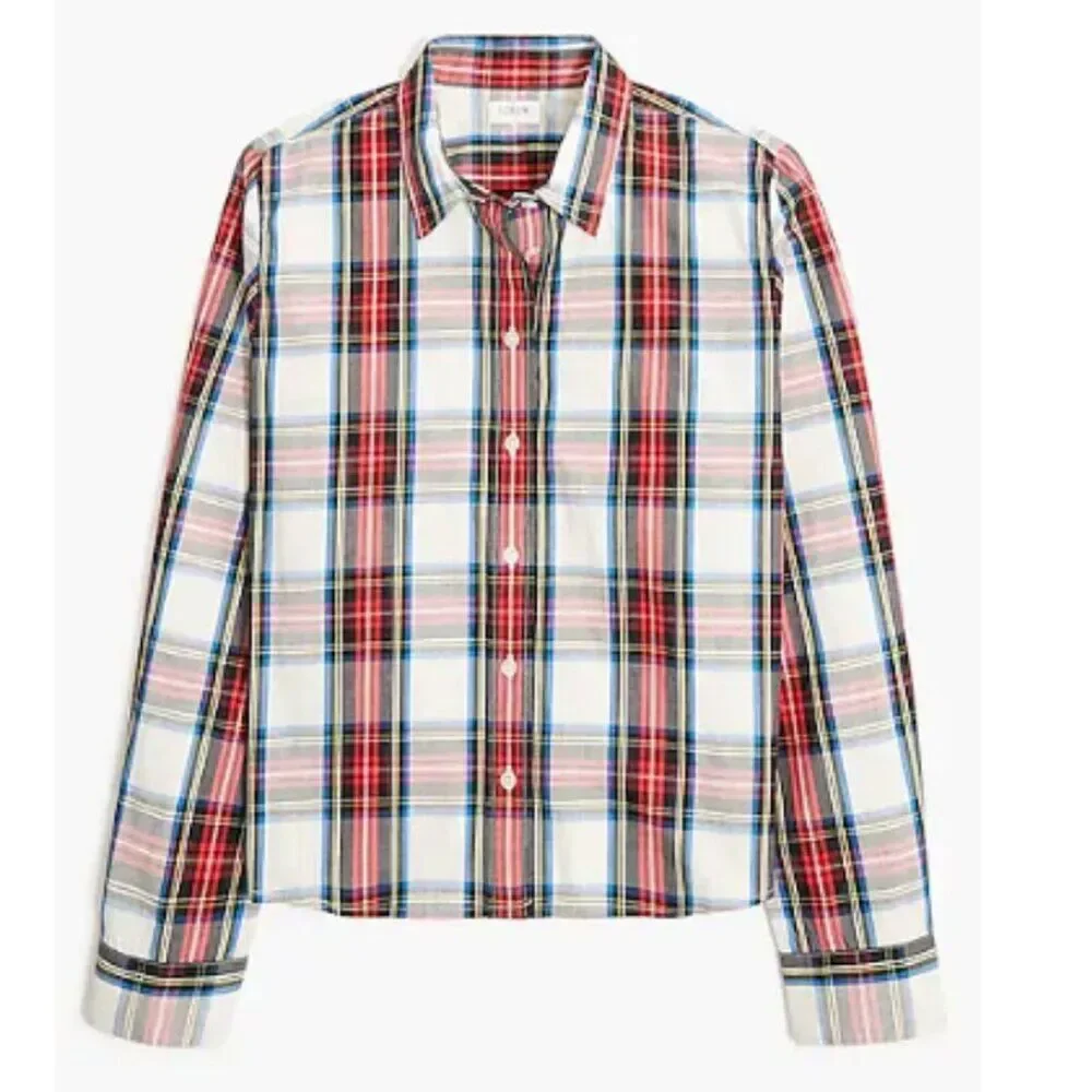NWT J. Crew Women’s Holiday Tartan Plaid Button Down Shirt Size 2X